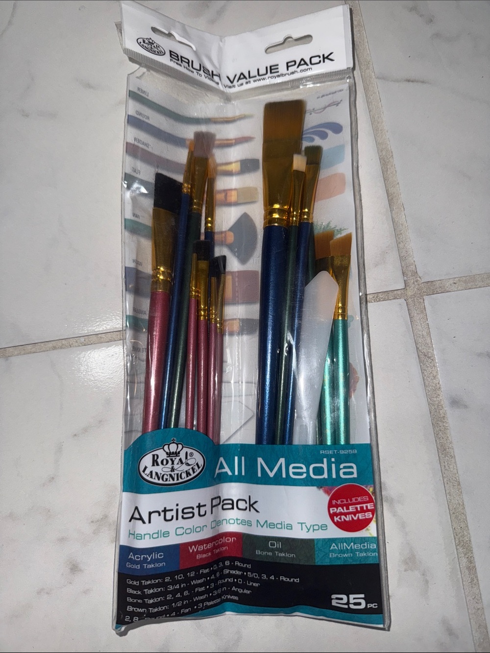 Royal & Langnickel All Media Artist Brush Value Pack - Multicolor Handles